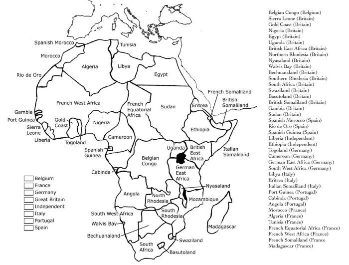 Africa in 1914 map worksheet